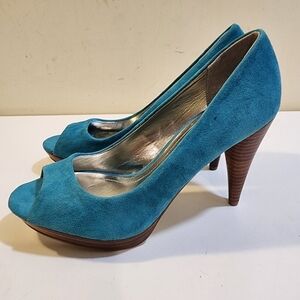 Style & Co. CELINE Turquois leather heels size 7M